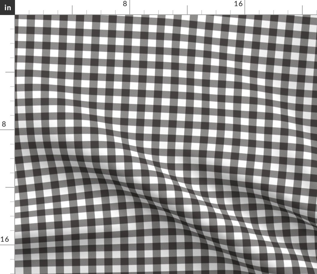 Graphite Color Classic Small Half Inch Gingham Check Tartan Plaid Fabric