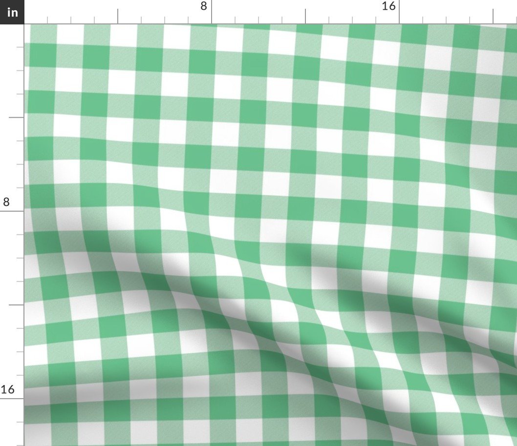 Green  Vintage Christmas Gingham Check Fabric