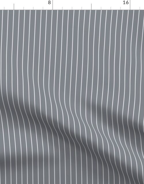 Grey Blue and White Half Inch French Provincial Winter Pin Stripes Fabric