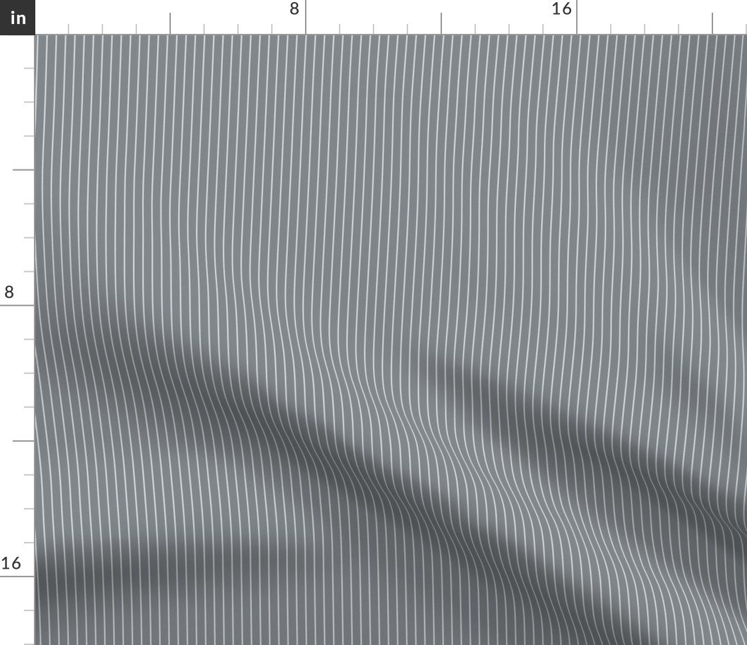 Grey Blue and White Quarter Inch French Provincial Winter Pin Stripes Fabric