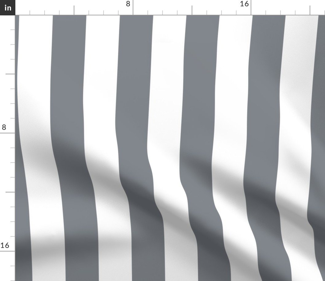 Grey Blue and White Vertical 2 inch French Provincial Cabana Stripe Fabric