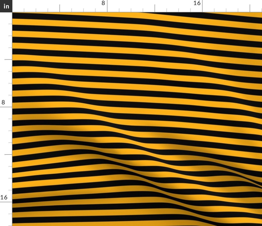 Halloween Holiday 1/2 inch Black and Pale Pumpkin Orange Witch Stripes Fabric