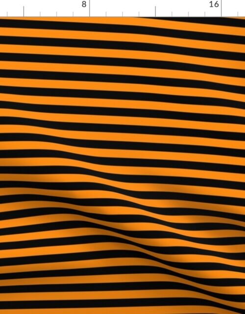 Halloween Holiday 1/2 inch Black and Pumpkin Orange Witch Stripes Fabric