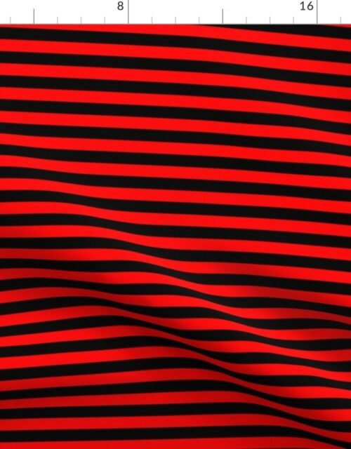 Halloween Holiday 1/2 inch Black and Red Devil Witch Stripes Fabric