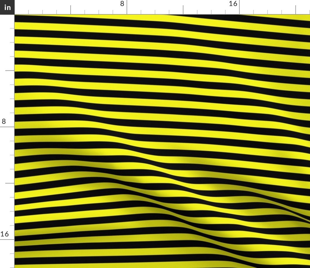 Halloween Holiday 1/2 inch Black and  Cats Eye Yellow  Witch Stripes Fabric