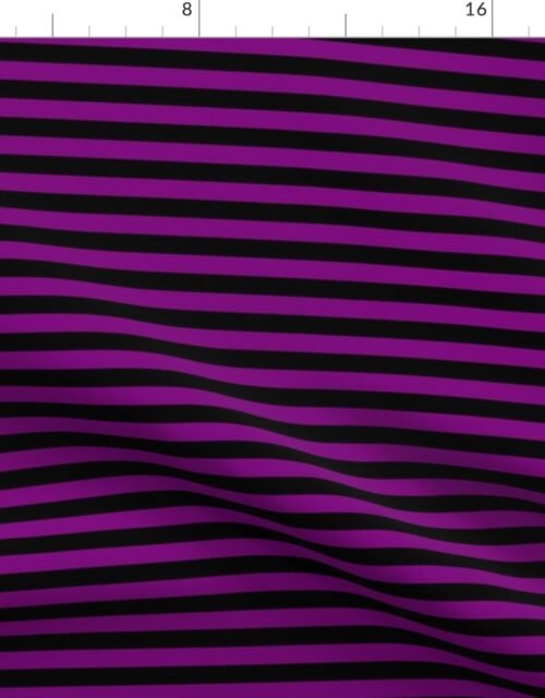 Halloween Holiday 1/2 inch Black and  Zombie Purple Witch Stripes Fabric