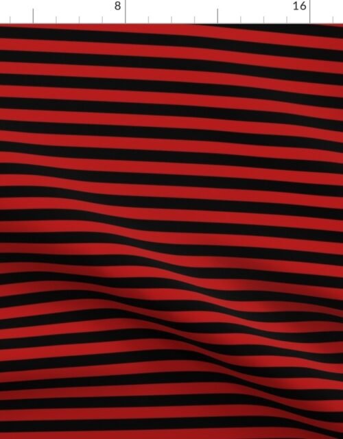 Halloween Holiday 1/4 inch Black and Blood Red Witch Stripes Fabric