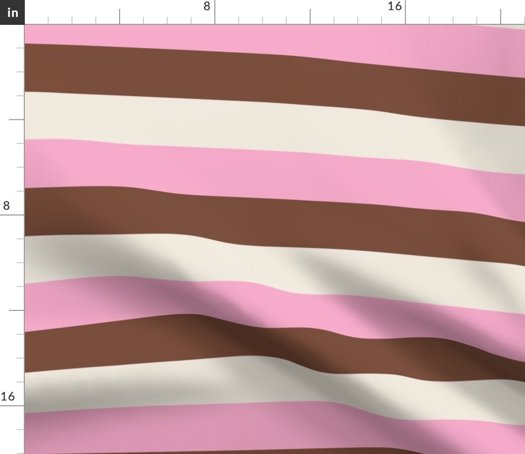Horizontal Vanilla Chocolate Strawberry Ice Cream Stripes 2 inch Fabric