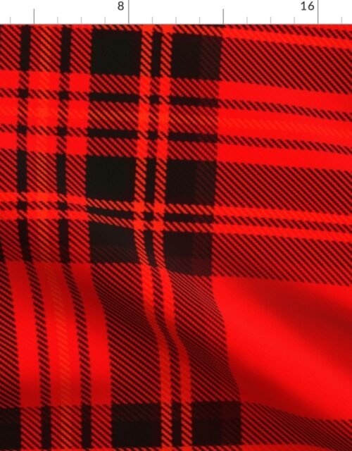 Jumbo Bright Red and Black Stewart Christmas Tartan Fabric