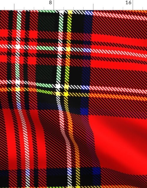 Jumbo Bright Red and Green Stewart Christmas Tartan Fabric