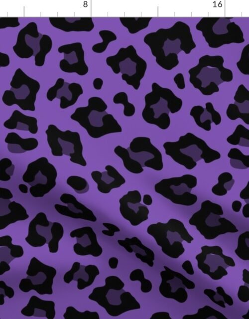 Jumbo Leopard Spots Animal Repeat Pattern Print in Purple and Black Fabric