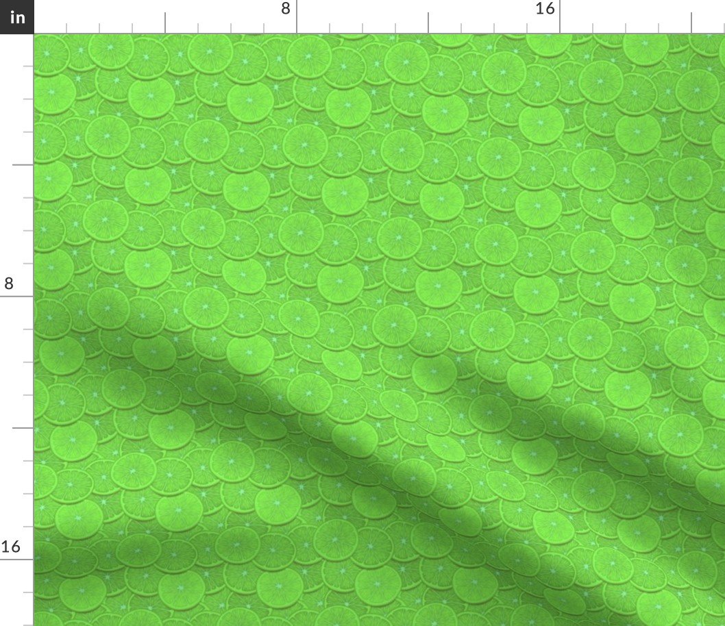Key Limes Citrus 1 inch Fruit Slices in a Zesty Repeat Pattern Fabric