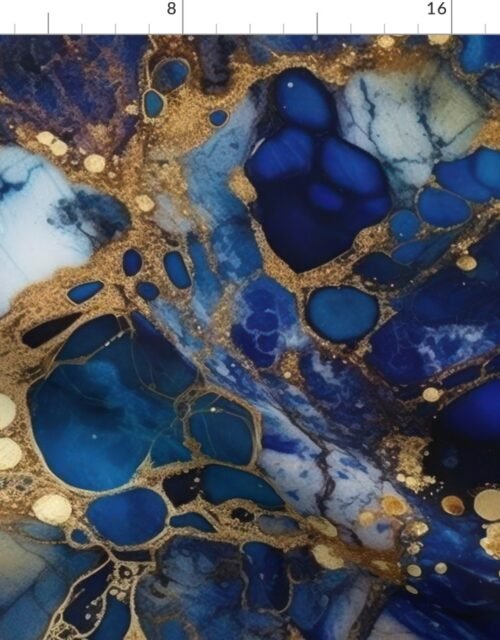 Lapis Lazuli and Gold Alcohol Ink 2 Fabric