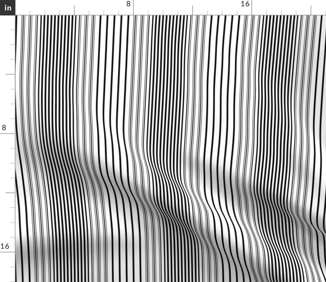 Large Banded Black and White French Chateau Art Deco Ticking Stripe Fabric