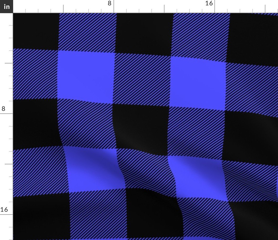 Large Bright Blue Rustic Cowboy Cabin Buffalo Check Plaid 4 inch Fabric