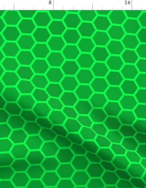 Large Bright Neon Green Honeycomb Hive Geometric Hexagonal Design Fabric