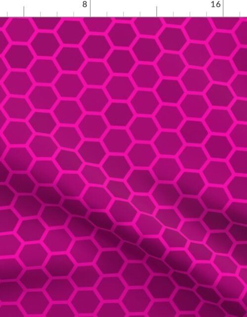 Large Bright Neon Pink Honeycomb Bee Hive Geometric Hexagonal Design Fabric