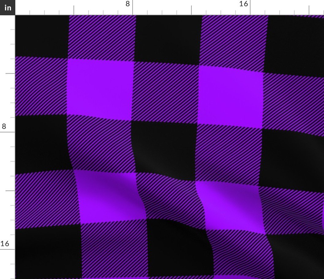 Large Bright Purple Rustic Cowboy Cabin Buffalo Check Plaid 4 inch Fabric