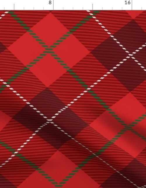 Large Bright Red Green and White Seasonal Christmas  Tartan Check Plaid Fabric