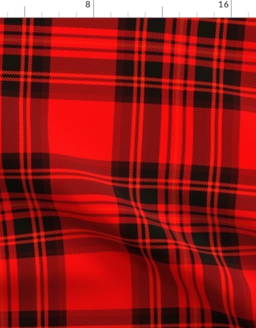 Large Bright Red and Black Stewart Christmas Tartan Fabric