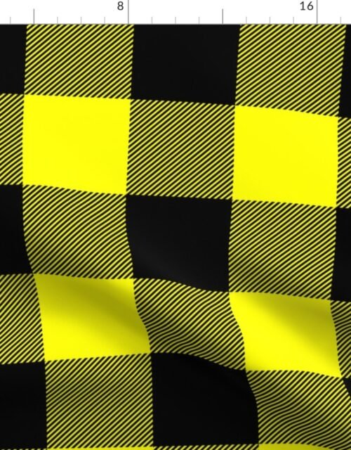 Large Bright Yellow Rustic Cowboy Cabin Buffalo Check Plaid 4 inch Fabric