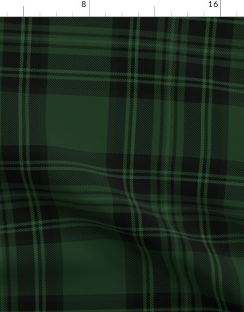 Large Hunter Green and Black Christmas Stewart Tartan Fabric