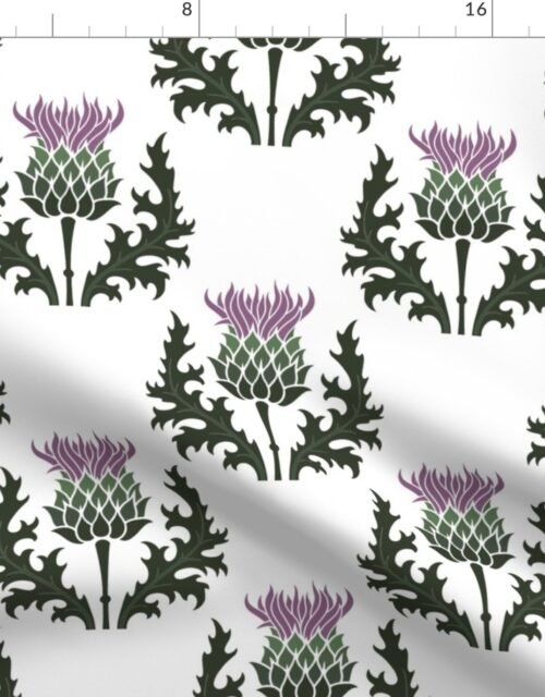 Large Scottish Thistle Flower of Scotland on White Fabric