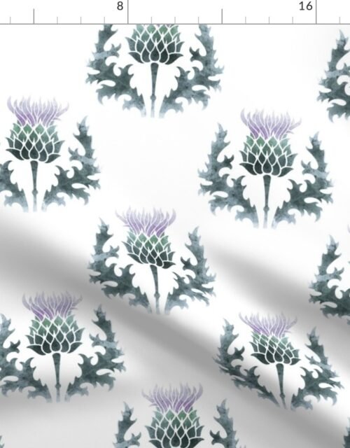 Large Watercolor Scottish Thistle Flower of Scotland Fabric