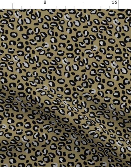 Leopard Spots in Silver and Khaki Fabric