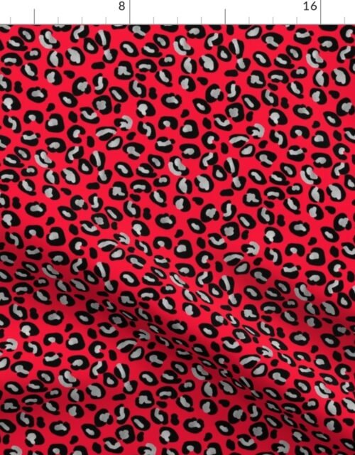 Leopard Spots in Silver and Red Fabric