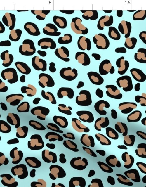 Leopard Tan Spots on Mint Fabric