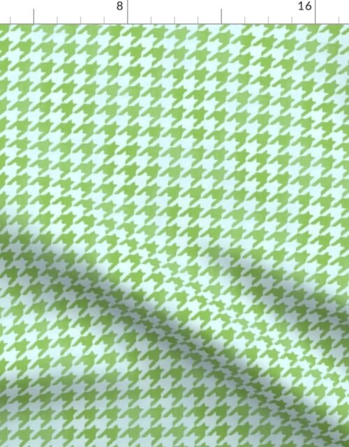 Lime Green and White Handpainted Houndstooth Check Watercolor Pattern Fabric