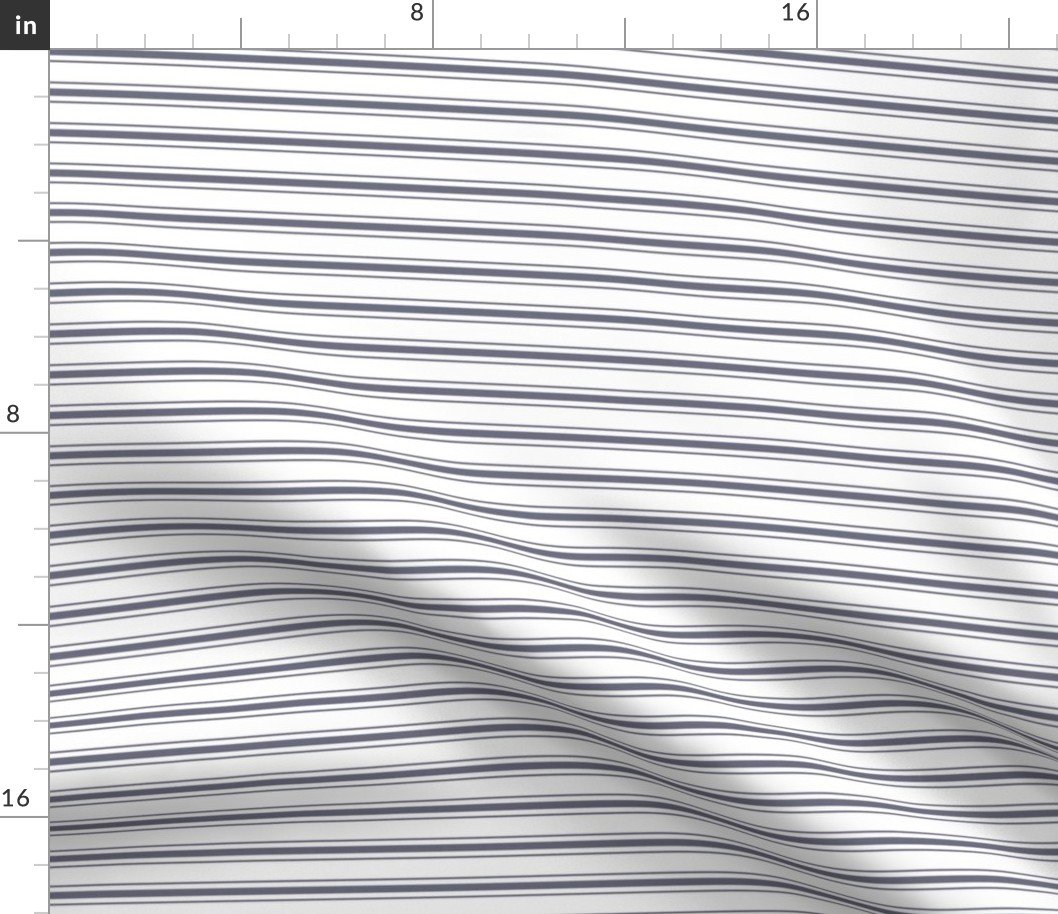 Mattress Ticking Smaller Striped Horizontal Pattern in Midnight Blue and White Fabric