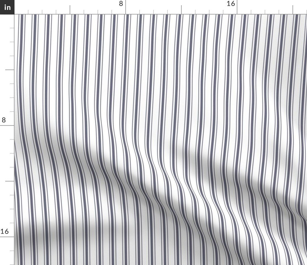 Mattress Ticking Smaller Striped Vertical Pattern in Midnight Blue and White Fabric