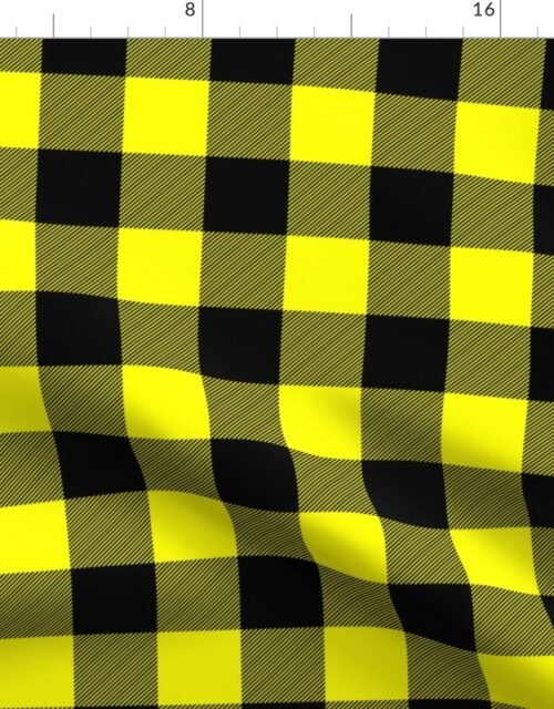 Medium Bright Yellow Rustic Cowboy Cabin Buffalo Check Plaid 2 inch Fabric