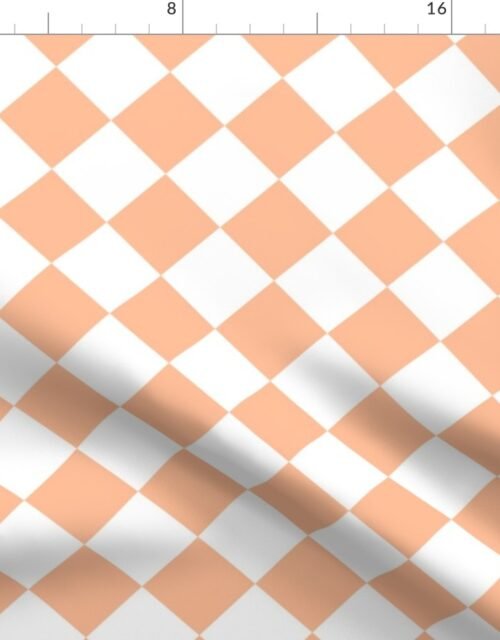 Medium Diagonal Diamond Checks in Peach Fuzz Color of the Year 2024 and White Fabric