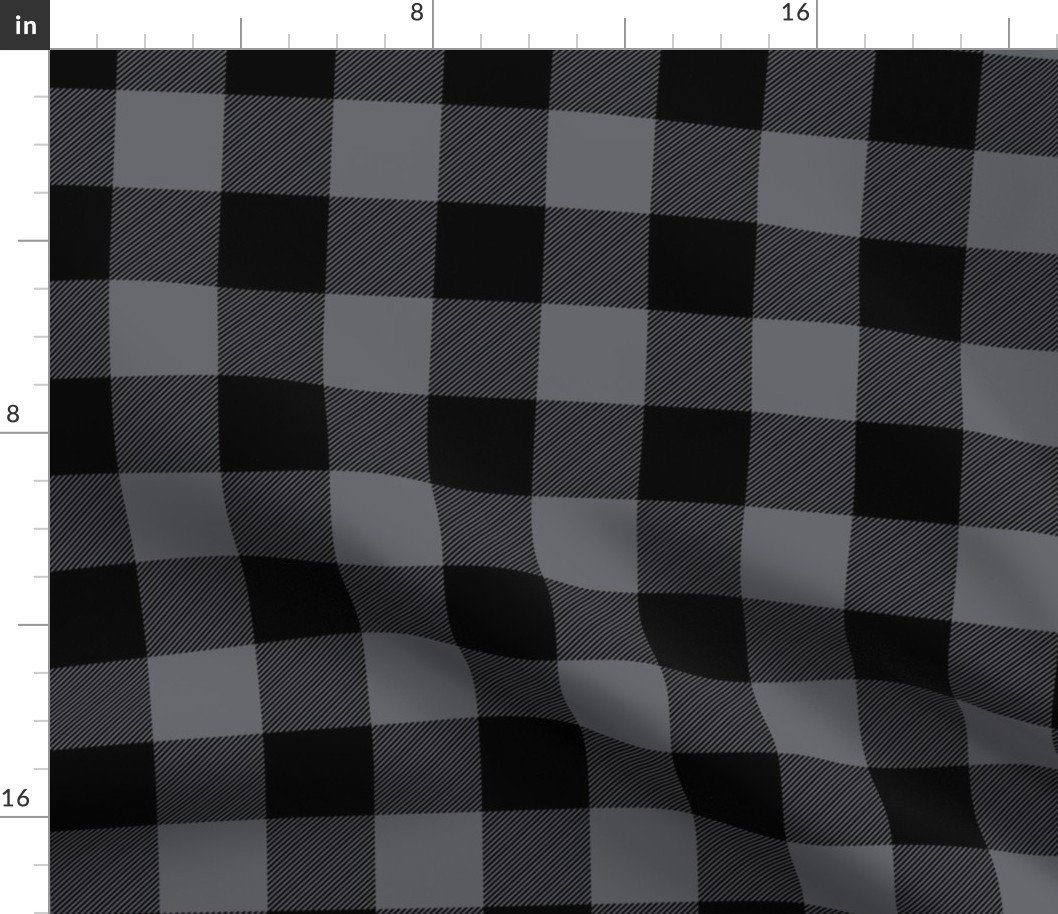 Medium Quiet Shade Grey Rustic Cowboy Cabin Buffalo Check Plaid 2 inch Fabric