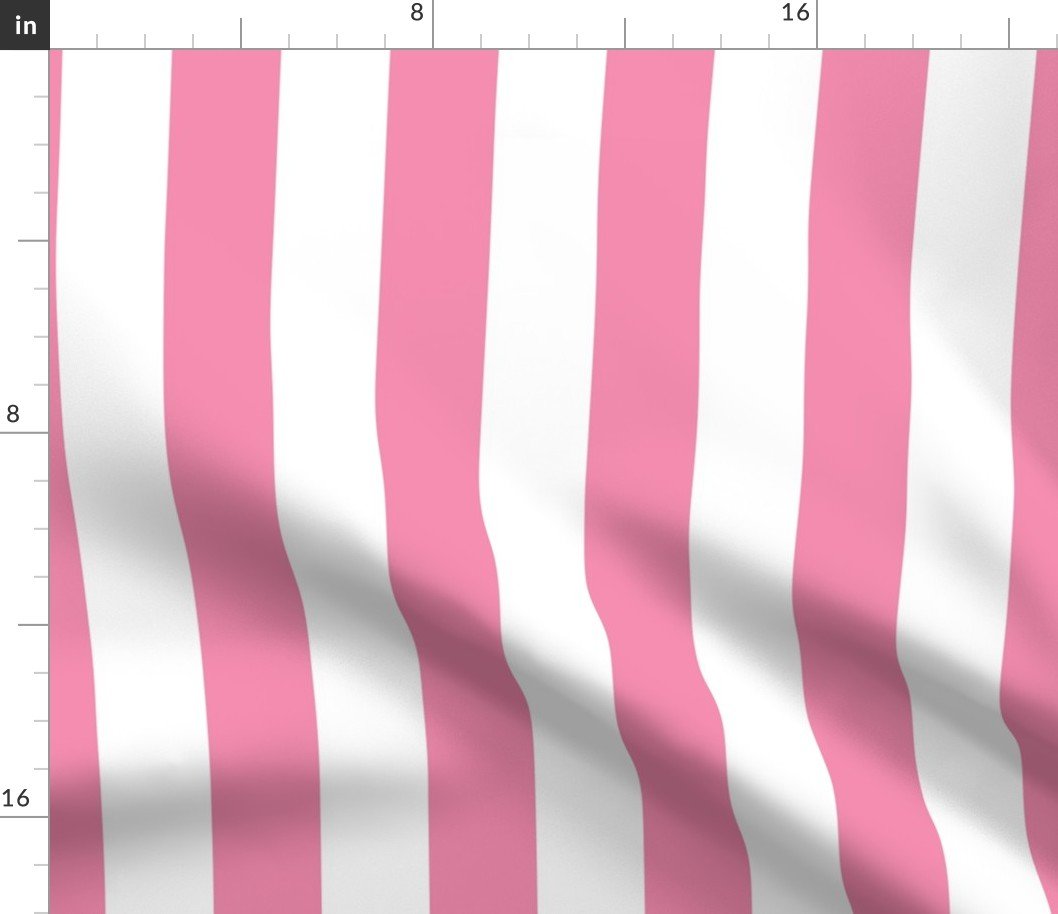 Merry Bright Coordinate Rose and White Vertical 2 inch Cabana Stripe Fabric