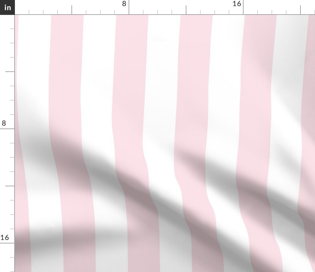 Merry Bright Pastel Pale Pink and White Vertical 2 inch Cabana Stripe Fabric