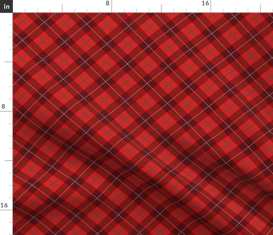 Micro Bright Red Green and White Seasonal Christmas  Tartan Check Plaid Fabric