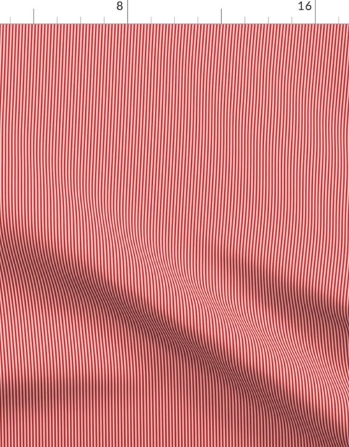 Micro Thin Vertical Red and White 1/16-inch Pin Stripes Fabric