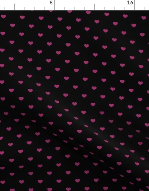 Mini Berry Valentines Polkadot Love Hearts on Black Background Fabric