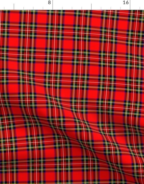 Mini Bright Red and Green Stewart Christmas Tartan Fabric