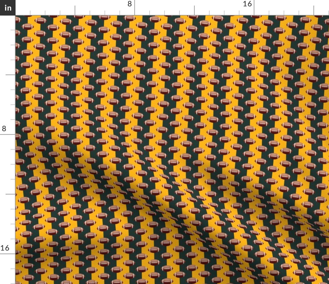 Mini Footballs Wisconsin’s Famed Team Colors of Green and Gold Fabric