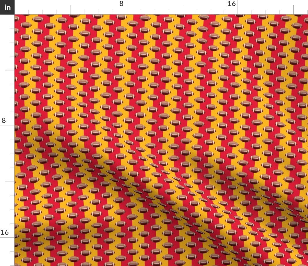 Mini Footballs of Kansas city’s Famed Team Colors of Red and Gold Fabric