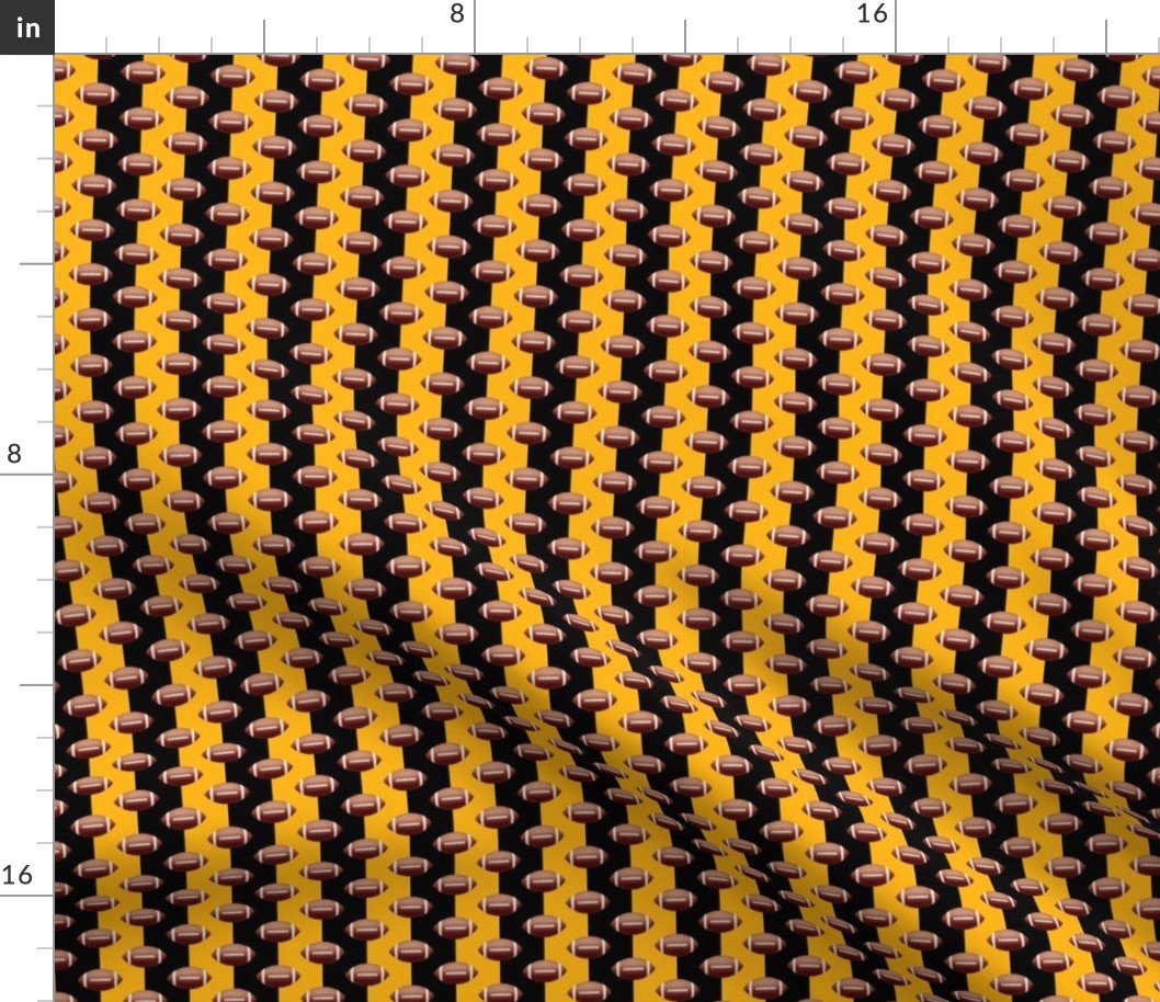 Mini Footballs of Pittsburgh’s Famed Football Team Colors of Black and Gold Fabric