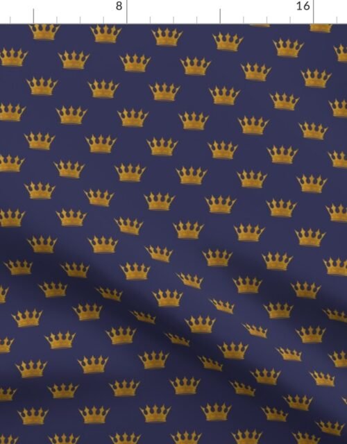 Mini Gold Crowns on Royal Blue Fabric