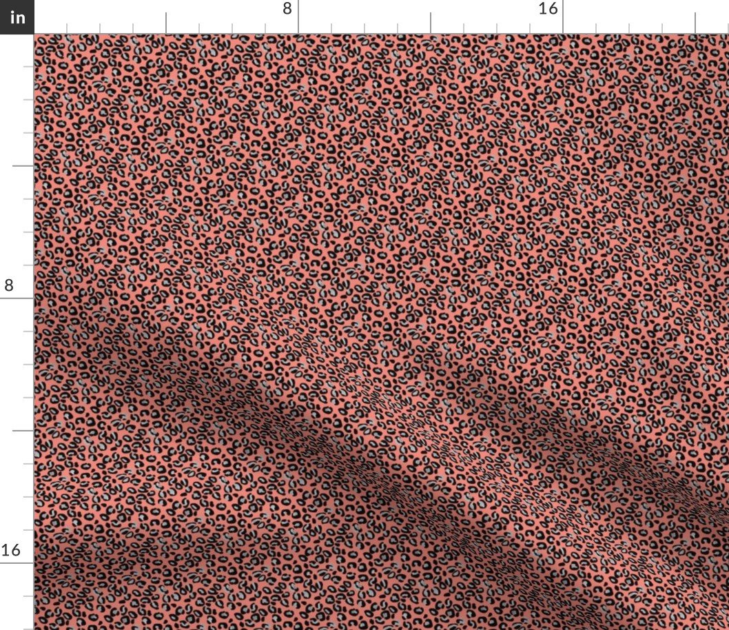 Mini Leopard Spots in Silver and Coral Fabric
