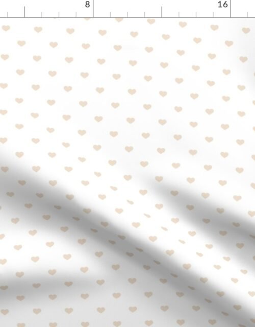 Mini Natural Color Valentines Polkadot Love Hearts on White Background Fabric