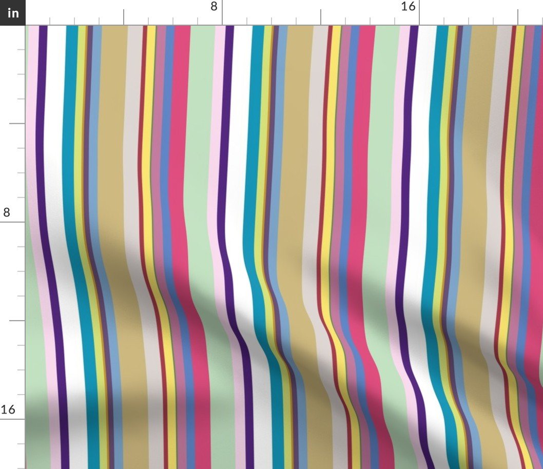 Multicolore Louis Frenchie Coordinate Candy Stripes Print Fabric